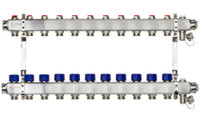 Коллекторная группа SSM-11R set 11 контуров 1'X3/4' с термостатическими клапанами и кронштейнами (Ридан) 088U0981R
