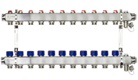 Коллекторная группа SSM-11R set 11 контуров 1'X3/4' с термостатическими клапанами и кронштейнами (Ridan) 088U0981R
