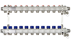 Коллекторная группа SSM-11R set 11 контуров 1'X3/4' с термостатическими клапанами и кронштейнами (Ridan) 088U0981R