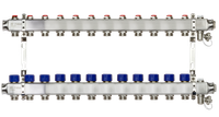 Коллекторная группа SSM-12R set 12 контуров 1'X3/4' с термостатическими клапанами и кронштейнами (Ridan) 088U0982R