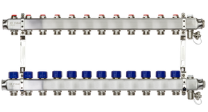 Коллекторная группа SSM-12R set 12 контуров 1'X3/4' с термостатическими клапанами и кронштейнами (Ridan) 088U0982R