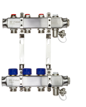 Коллекторная группа SSM-3R set 3 контура 1'X3/4' с термостатическими клапанами и кронштейнами (Ridan) 088U0973R