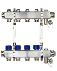 Коллекторная группа SSM-4R set 4 контура 1'X3/4' с термостатическими клапанами и кронштейнами (Ridan) 088U0974R