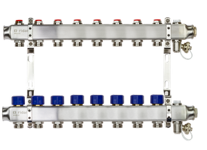 Коллекторная группа SSM-8R set 8 контуров 1'X3/4' с термостатическими клапанами и кронштейнами (Ridan) 088U0978R