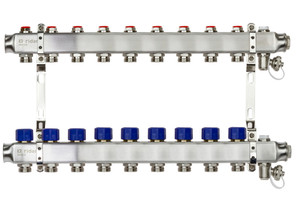 Коллекторная группа SSM-9R set 9 контуров 1'X3/4' с термостатическими клапанами и кронштейнами (Ридан) 088U0979R