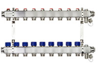 Коллекторная группа SSM-9R set 9 контуров 1'X3/4' с термостатическими клапанами и кронштейнами (Ridan) 088U0979R