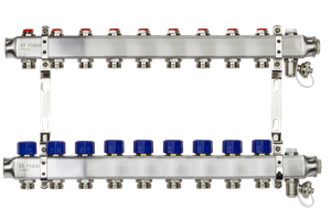 Коллекторная группа SSM-9R set 9 контуров 1'X3/4' с термостатическими клапанами и кронштейнами (Ridan) 088U0979R