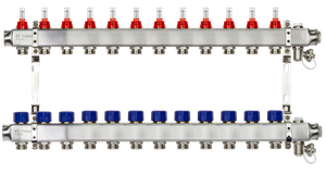 Коллекторная группа SSM-12RF set 12 контуров 1'X3/4' с расходомерами и кронштейнами (Ridan) 088U0962R
