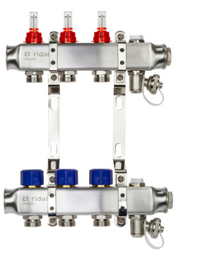 Коллекторная группа SSM-3RF set 3 контура 1'X3/4' с расходомерами и кронштейнами (Ридан) 088U0953R