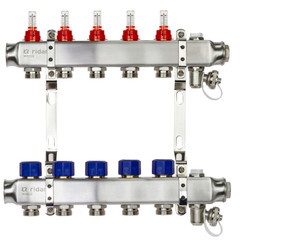 Коллекторная группа SSM-5RF set 5 контуров 1'X3/4' с расходомерами и кронштейнами (Ридан) 088U0955R