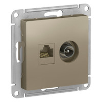 Розетка ATLASDESIGN двойная компьютерная+ТВ RJ45+TV категория 5E механизм шампань (Systeme Electric) ATN000589