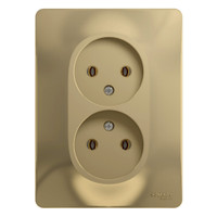 GLOSSA Розетка двойная без заземления в сборе титан (Systeme Electric) GSL000420