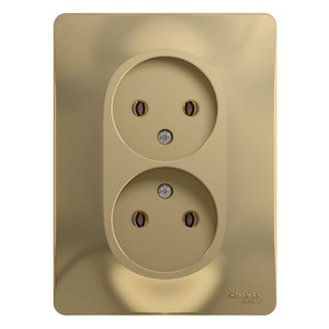 GLOSSA Розетка двойная без заземления в сборе титан (Systeme Electric) GSL000420