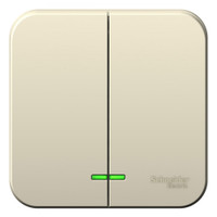 Выключатель наружный двухклавишный BLANCA (cх.5) с подсветкой, изолирующей пластиной, 10А, 250В,    молочный (Systeme Electric) BLNVA105112