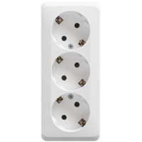 ЭТЮД Розетка тройная открытой установки с заземлением без шторок 16А 250B, белый (Systeme Electric) PA16-011B