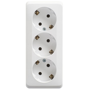 ЭТЮД Розетка тройная открытой установки с заземлением без шторок 16А 250B, белый (Systeme Electric) PA16-011B