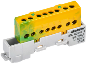 TEKFOR Шина PE земля изолированная на универсальном держателе 6х9-8-ЖЗ IEK (IEK) TF-NN10-08-KL-K52