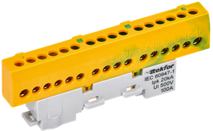 TEKFOR Шина PE земля изолированная на универсальном держателе 6х9-16-ЖЗ IEK (IEK) TF-NN10-16-KL-K52