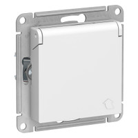 Розетка ATLASDESIGN с заземлением со шторками с крышкой 16А IP20 механизм белый (Systeme Electric) ATN000146