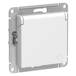 Розетка ATLASDESIGN с заземлением со шторками с крышкой 16А IP20 механизм белый (Systeme Electric) ATN000146