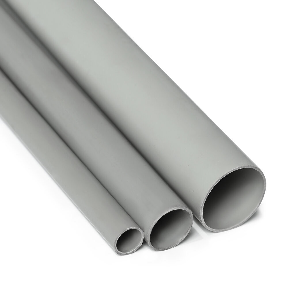 Труба гладкая самозатухающая ПВХ д.20мм (3м) цвет серый (состав ОКЛ) (ПожТехКабель) 712-002