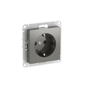 ATLASDESIGN РОЗЕТКА с заземлением, 16А, быстрозажимные клеммы, СТАЛЬ (Systeme Electric) ATN000943S
