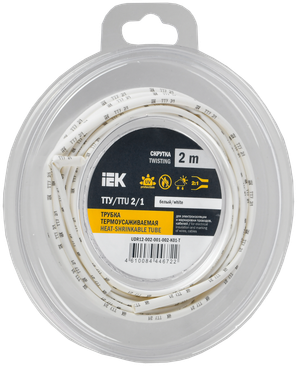 Трубка термоусадочная ТТУ нг-LS 2/1 белая (2м/упак) IEK (IEK) UDR12-002-001-002-K01-T