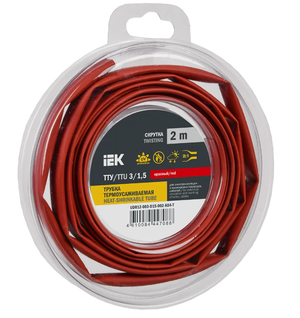 Трубка термоусадочная ТТУ нг-LS 3/1,5 красная (2м/упак) IEK (IEK) UDR12-003-D15-002-K04-T
