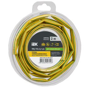 Трубка термоусадочная ТТУ нг-LS 3/1,5 желто-зеленая (2м/упак) IEK (IEK) UDR12-003-D15-002-K52-T