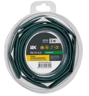Трубка термоусадочная ТТУ нг-LS 4/2 зеленая (2м/упак) IEK (IEK) UDR12-004-002-002-K06-T
