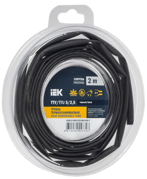 Трубка термоусадочная ТТУ нг-LS 5/2,5 черная (2м/упак) IEK (IEK) UDR12-005-D25-002-K02-T