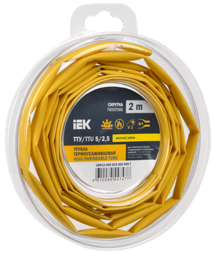 Трубка термоусадочная ТТУ нг-LS 5/2,5 желтая (2м/упак) IEK (IEK) UDR12-005-D25-002-K05-T