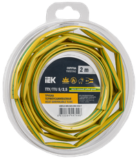 Трубка термоусадочная ТТУ нг-LS 5/2,5 желто-зеленая (2м/упак) IEK (IEK) UDR12-005-D25-002-K52-T