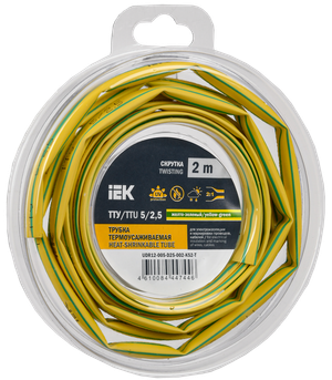 Трубка термоусадочная ТТУ нг-LS 5/2,5 желто-зеленая (2м/упак) IEK (IEK) UDR12-005-D25-002-K52-T