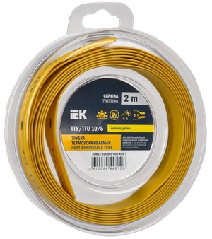 Трубка термоусадочная ТТУ нг-LS 10/5 желтая (2м/упак) IEK (IEK) UDR12-010-005-002-K05-T