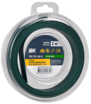 Трубка термоусадочная ТТУ нг-LS 10/5 зеленая (2м/упак) IEK (IEK) UDR12-010-005-002-K06-T