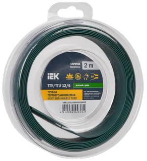 Трубка термоусадочная ТТУ нг-LS 12/6 зеленая (2м/упак) IEK (IEK) UDR12-012-006-002-K06-T