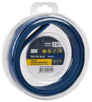 Трубка термоусадочная ТТУ нг-LS 12/6 синяя (2м/упак) IEK (IEK) UDR12-012-006-002-K07-T