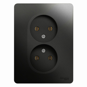 GLOSSA Розетка двойная без заземления антрацит в сборе (Systeme Electric) GSL000720