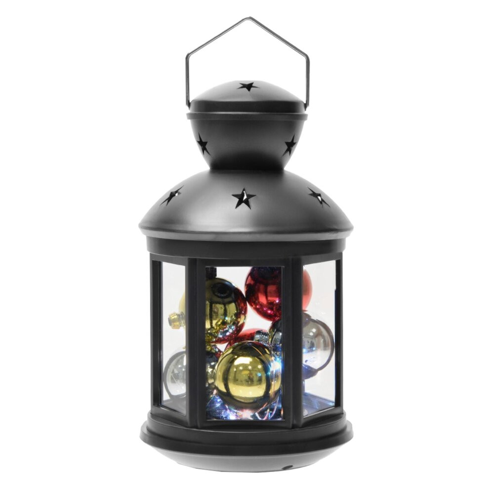 Фонарь со светодиодной гирляндой внутри на батарейке (в комплект не входит) 10 светодиодов RGB свет Режим мигания черный корпус 12х20 см ULD-L1220-010/DTB/RGB BLACK (Uniel) UL-00002309