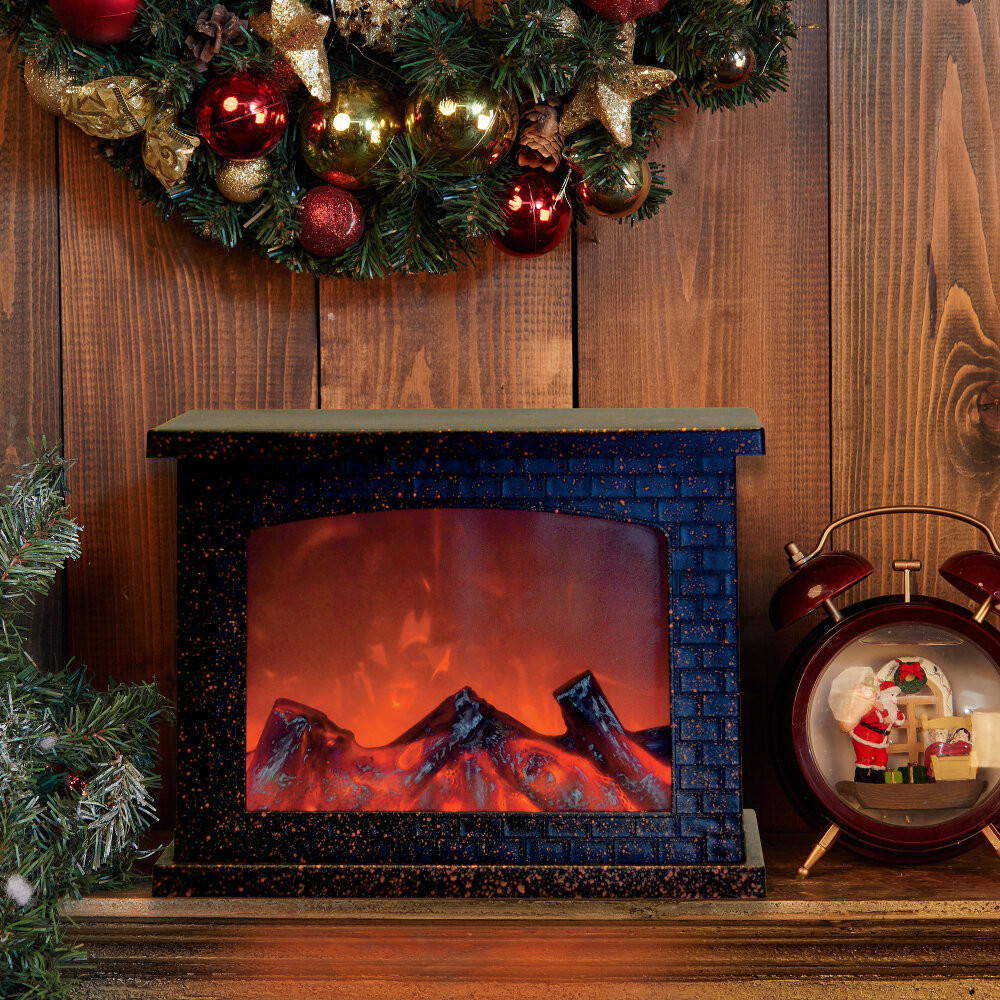 Фонарь светодиодный Камин на батарейках 3АА (не в/к) ULD-L2821-005/DNB/RED BROWN FIREPLACE 28х21см 5 светодиодов Эффект пламени Корпус коричневый (Uniel) UL-00007291