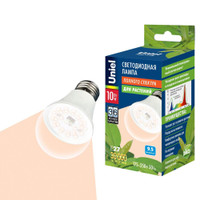 Лампа светодиодная для растений LED-A60-10W/SPFR/E27/CL PLP01WH спектр для фотосинтеза Форма A пластик (Uniel) UL-00001820