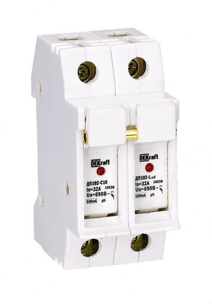 Держатель предохранителя типа C10 со светодиодной индикацией 2п ДП-102 (Dekraft) 21384DEK