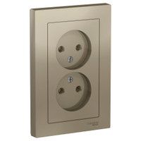 Розетка ATLASDESIGN двойная без заземления 16А в сборе шампань (Systeme Electric) ATN000520