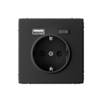 ARTGALLERY розетка 16А с 2 USB A+C, 5В/2,4А/3,0А, 2х5В/1,5А, механизм, карбон (Systeme Electric) GAL001032