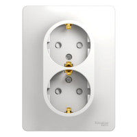 GLOSSA Розетка двойная с заземлением со шторками в сборе белая (Systeme Electric) GSL000126