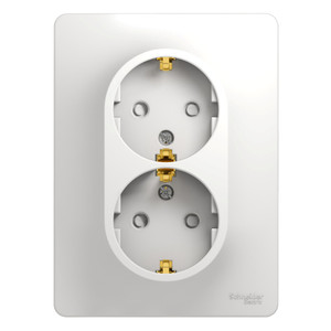 GLOSSA Розетка двойная с заземлением со шторками в сборе белая (Systeme Electric) GSL000126