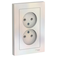Розетка ATLASDESIGN двойная без заземления 16А в сборе жемчуг (Systeme Electric) ATN000420