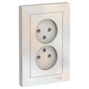 Розетка ATLASDESIGN двойная без заземления 16А в сборе жемчуг (Systeme Electric) ATN000420
