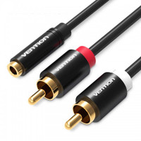 Аудио кабель Jack 3.5 мм F на 2RCA M, 1 м. (Vention) VAB-R01-S100